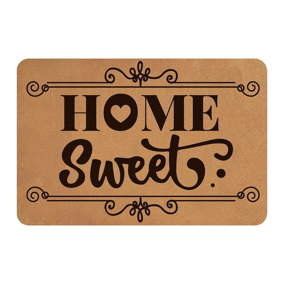 1pc Linen and Rubber Ground Mat Rectangle with Word HOME Sweet Peru Word 40x60cm
