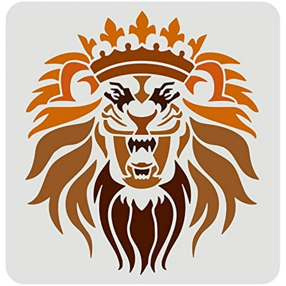 1pc Lion Head Stencil Template Reusable Lion King Drawing Stencil for Painting on Wall 11.8x11.8inch