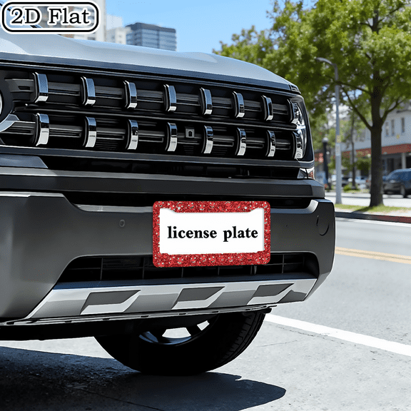 1pc Little Demon License Plate Frame with Cute Red Demons Pinkish-Red Background - Fit 2-Screw Car Plate Holder, 12x6 Inch Funny License Plate Cover for, Trucks, SUVs (Easy Installation),