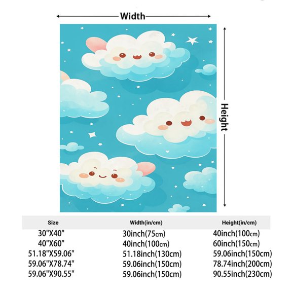 1pc Lively Cloud Pattern Soft Warm Blanket | Reversible, Machine Washable Polyester Throw for Home, Dorm, Office Nap, Travel, and Camping