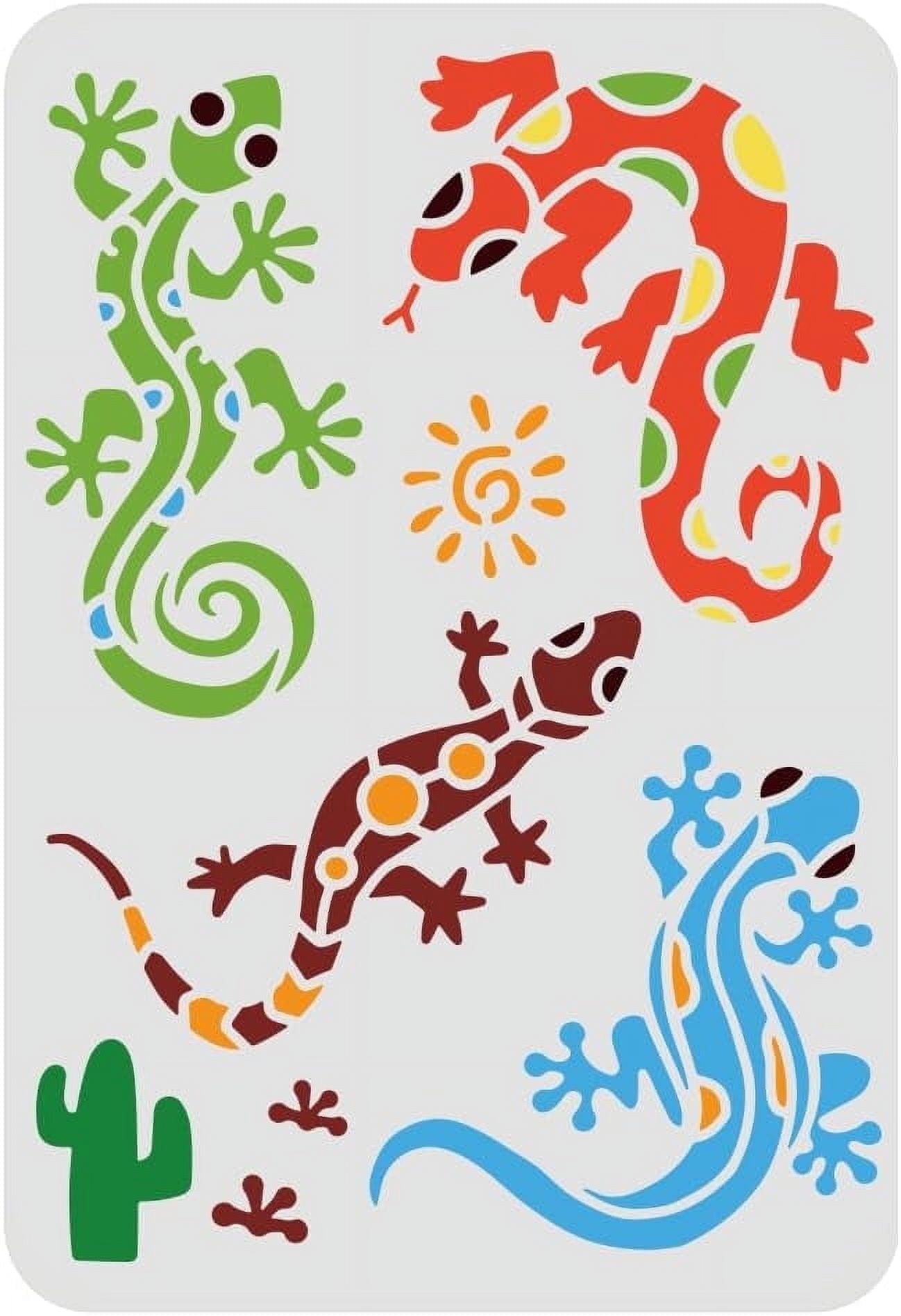 画材 Lizardrite Genuine 1pc Lizards Stencil 11.7x8.3 inch Aztec Lizard Painting