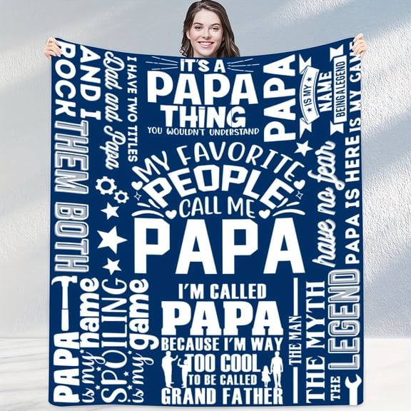 1pc Lodge Style Grandfather Gift Creative Text Soft Flannel Blanket Character Theme All Season Knitted Throw Digital Print Cozy Fleece 200 250Gsm