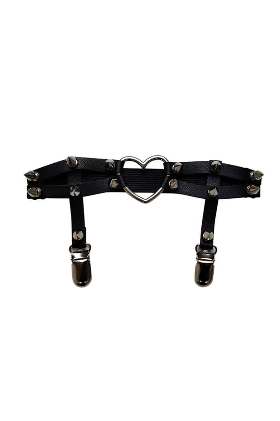 (1pc) Lolita Dark Rivet Thigh Ring Stockings-Black Rivet Belt