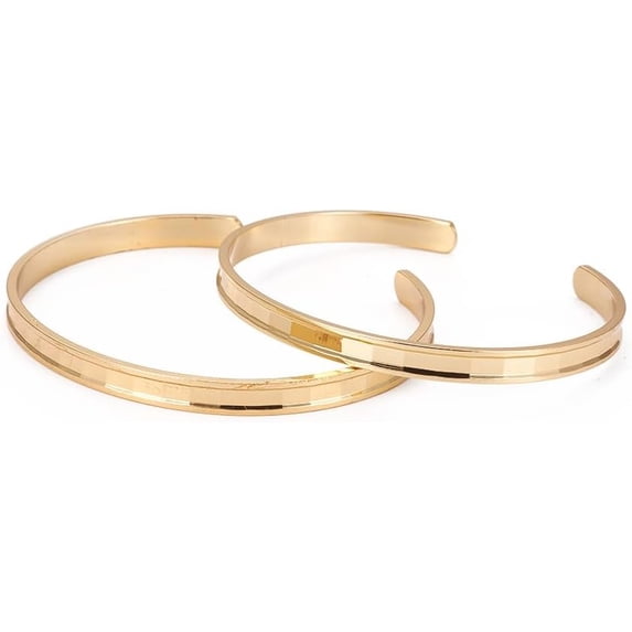 1pc Long-Lasting Brass Cuff Bangles Grooved Golden 2-3/8 inch(6.2cm)