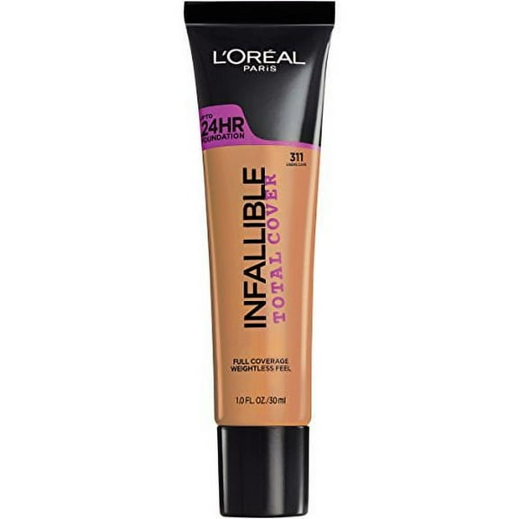 1pc Loreal Infallible Total Cover Foundation, Creme Cafe, 1 fl. oz