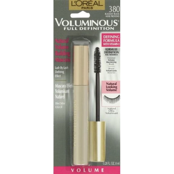 1pc Loreal Voluminous Full Definition Mascara, BLKest BLK, 0.28 ozs
