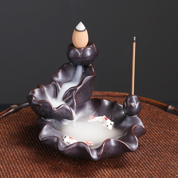 1pc Lotus Ceramic Backflow Incense Burner, Aromatherapy & Meditation Home Decor (Without Incense)