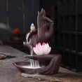 thumbnail image 1 of 1pc Lotus Ceramic Waterfall Incense Holder, Aromatherapy Home & Office Decor (Without Incense), 1 of 7