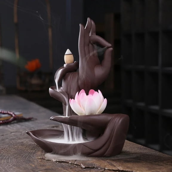 1pc Lotus Ceramic Waterfall Incense Holder, Aromatherapy Home & Office Decor (Without Incense)