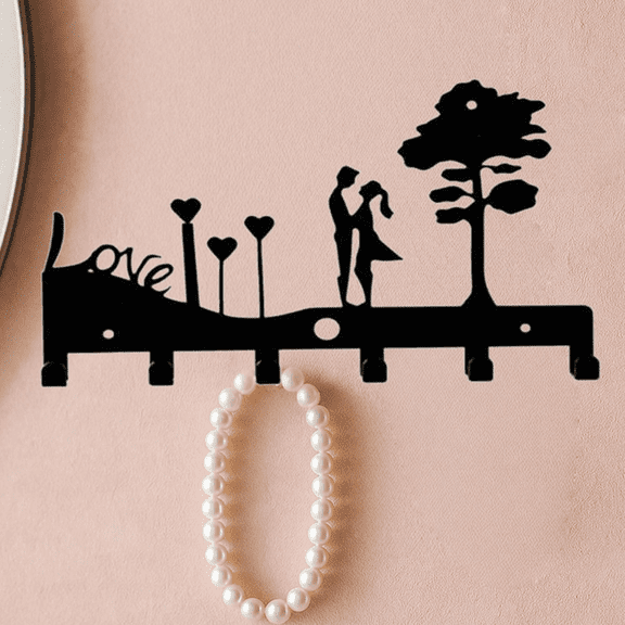 1pc Love Heart Metal Key Hook for Couples Perfect for Organizing Keys, Kitchen Utensils Bath Towels Coats and More Ideal for Decorating Your Couple's Space. Features A Romantic Couple Date