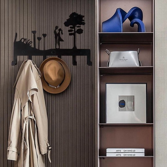 1pc Love Heart Metal Key Hook For Couples Perfect For Organizing Keys, Kitchen Utensils, Bath Towels, Coats, Romantic Couple Date Silhouette Design. Valentine's Day Gift, Wall Decoration