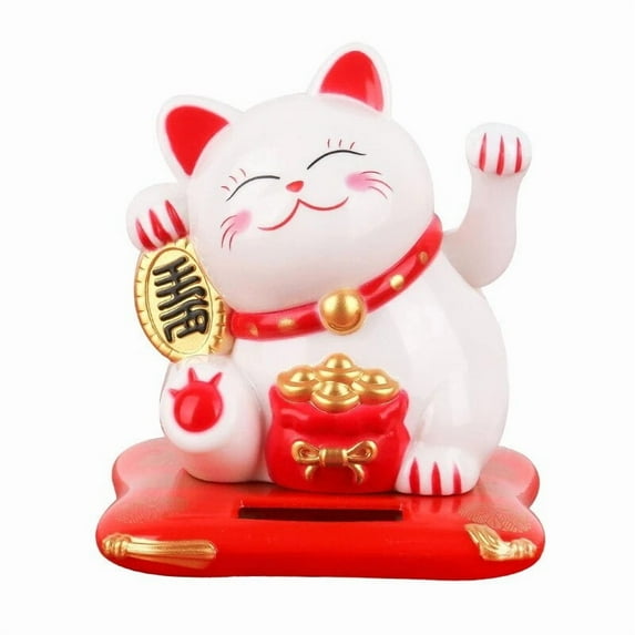 1pc Lucky Beckoning Cat Solar Powered Waving Wealth Good Fortune Awaits ...
