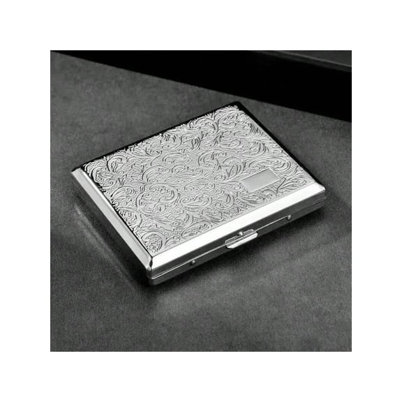 1pc Lucky Paulownia Leaf Cigarette Case Retro Engraved Flip Open Metal Cigarette Holder Victorian Style Metal Clip Men Business Cigarette Box Gifts Rubber Band Style 1
