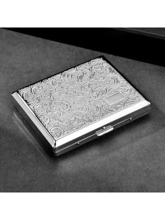 1pc Lucky Paulownia Leaf Cigarette Case Retro Engraved Flip Open Metal Cigarette Holder Victorian Style Metal Clip Men Business Cigarette Box Gifts Rubber Band Style 1
