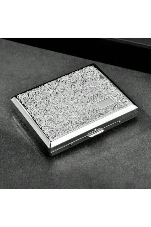 1pc Lucky Paulownia Leaf Cigarette Case Retro Engraved Flip Open Metal Cigarette Holder Victorian Style Metal Clip Men Business Cigarette Box Gifts one-size