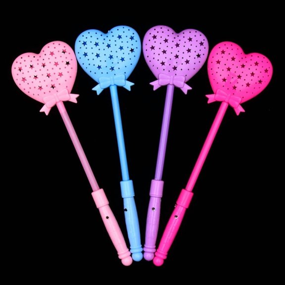 1pc Luminous Flashing Led Scepter Toy Novelty Heart Multi Color Stick Lighting Princess Wand Party Light Up
