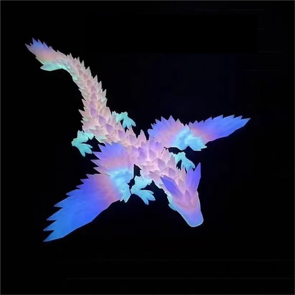 1pc Luminous Rainbow Size: 22cm 3D Printed Flying Dragon Joint Dragon Egg Set, Articulated Holiday Gift Box Set, Dragon Egg Crystal Dragon Figurine