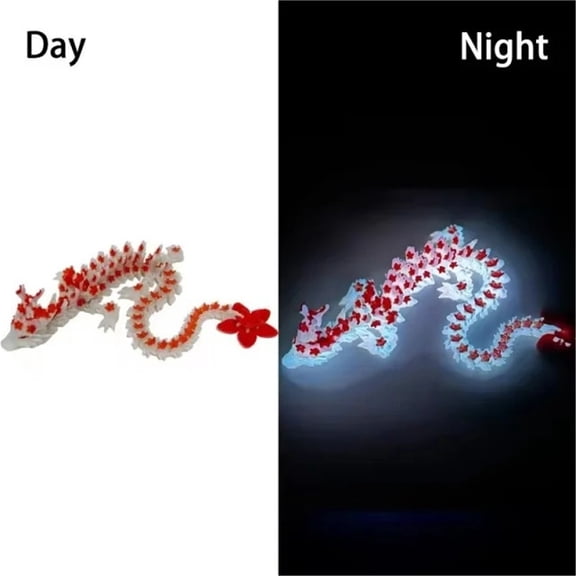 1pc Luminous Red Creative 3D Printed Chinese Sakura Dragon One-Piece Movable Joints, Glow-in-the-Dark Articulated Figurine