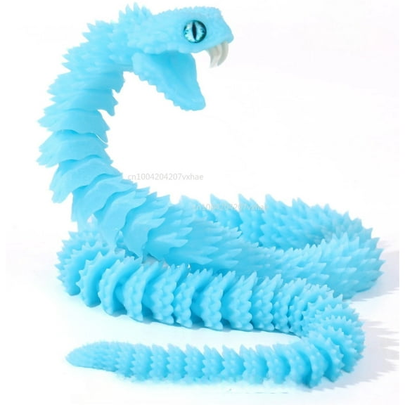 1pc Luminous blue 3D Printed Snake Teeth Retractable Figurines Animal Model Fidget Desktop Snake Collectibles Home Desk Decor