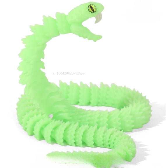 1pc Luminous green 3D Printed Snake Teeth Retractable Figurines Animal Model Fidget Desktop Snake Collectibles Home Desk Decor