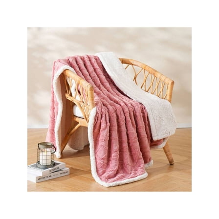 1pc Luxurious Double-Layer Jacquard Taffeta Fleece Blanket, Plush White Bed Throw For Single Or Double Use - Soft, Cozy, All-Season Comfort, Ideal For Bedroom Elegance, Blanket For Bed