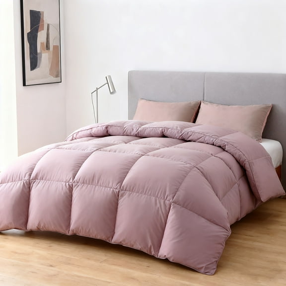 1pc Luxury White Duck Down & Feather Comforter - Heavyweight All-Season Bedspread, Hypoallergenic Hotel-Grade Duvet Insert, Machine Washable King/Queen/King Size Bed Cover with Plush Fill (650FP)