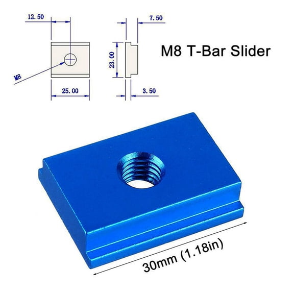 1pc M8 T-track Slider Aluminum Alloy T Slot Nut for Woodworking Tool Red/Blue
