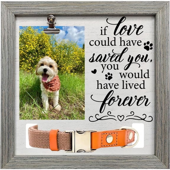 1pc MDF Pet Photo Frames for Tabletop Display Photo Frame Square with Word Gray Paw Print 230x230mm for Gray