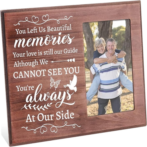 1pc MDF Photo Frames for Tabletop Display Photo Frame Rectangle with Word Butterfly Pattern 195x254x12mm