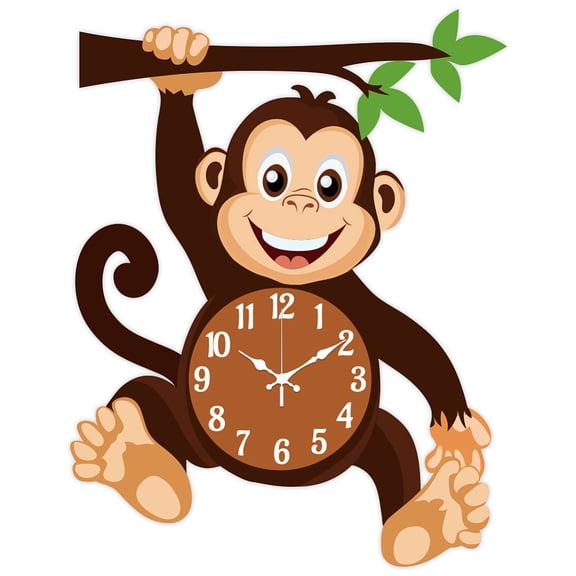 1pc MDF Wall Clock for Home Living Room Bedroom Decoration Monkey 410x320mm