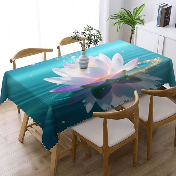 1pc Magic Lotus with Vivid Reflections Life Meditation Yoga Print Tablecloths rectangle , Kitchen Accessories Festive Table Setting, Magic Lotus with Vivid Reflections Life Meditation Yoga