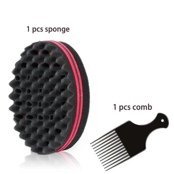 1pc Magic Twist Hair Sponge, 1pc Comb, Barber Hair Brush Sponge, Styling Tool for Afro Curl, Coils, Dreadlocks