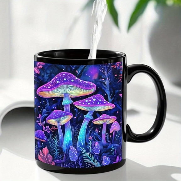 1pc Magical Mushroom Mug Forest Cup with Glowing Blue Purple Pink Mushrooms 11oz Ceramic Coffee Cup Women Men Birthday Christmas Valentine s Hot Cold