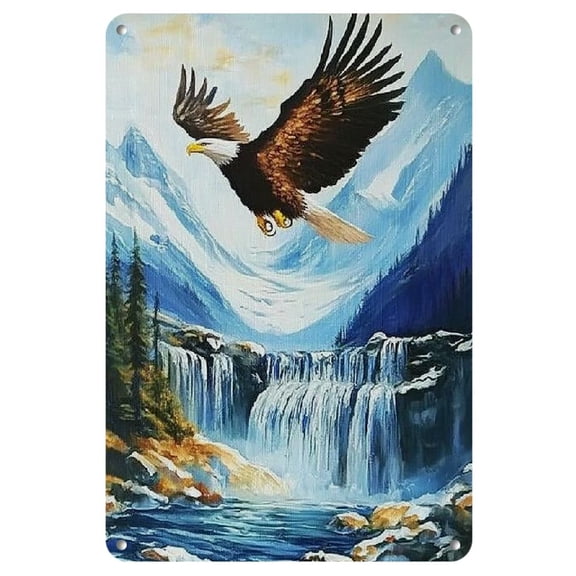 1pc Majestic Eagle Iron Metal Sign 8X12 Inches an Emotional Color Palette Allowing It to Become Vibrant Wall Art Perfect for Home Decor in Bar Living Room Bedroom Outdoor Space Wall Art Tin Signs