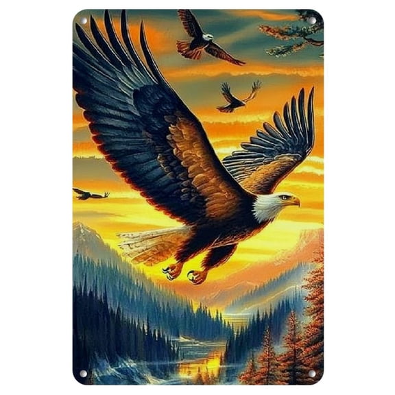 1pc Majestic Eagle Iron Metal Sign 8X12 Inches with an Emotional Color Palette Turns Into Vibrant Wall Art Perfect for Home Decor in Your Bar Or Outdoor Space Wall Art Tin Signs