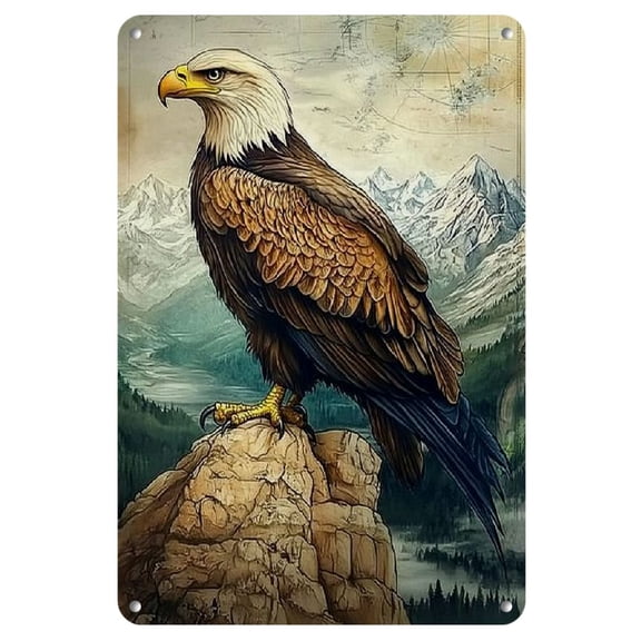 1pc Majestic Eagle Iron Metal Sign 8X12 Inches Vibrant Wall Art with an Emotional Color Palette Well for Home Decor in Your Bedroom Living Room And Outdoor Space Wall Art Tin Signs