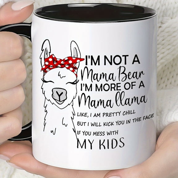 1pc, Mama Llama coffee mug, ceramic coffee cups, water cups, Summer Winter drinkware, birthday gifts, holiday gifts