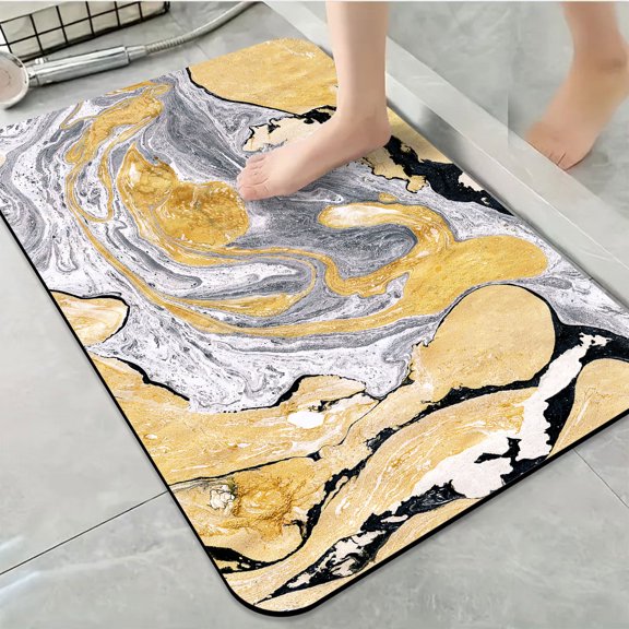 1pc Marbled Abstract Bathroom Rug Bathroom Decor and Accessories- Durable,Anti Slip,And Quick Drying,Suitable For Indoor/outdoor Use - Perfect For Bathrooms,Bedrooms,Kitchens,Terraces