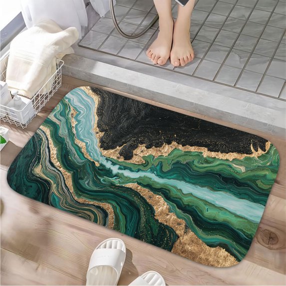 1pc Marblelike Artwork Absorbent Non-Slip Bathroom Thickened Flannel Rug Decor,Soft,Quick Drying,Suitable For Indoor/outdoor Use,Bathrooms,Bedrooms,Kitchens,Terrace,Laundry Rooms,16"x24"