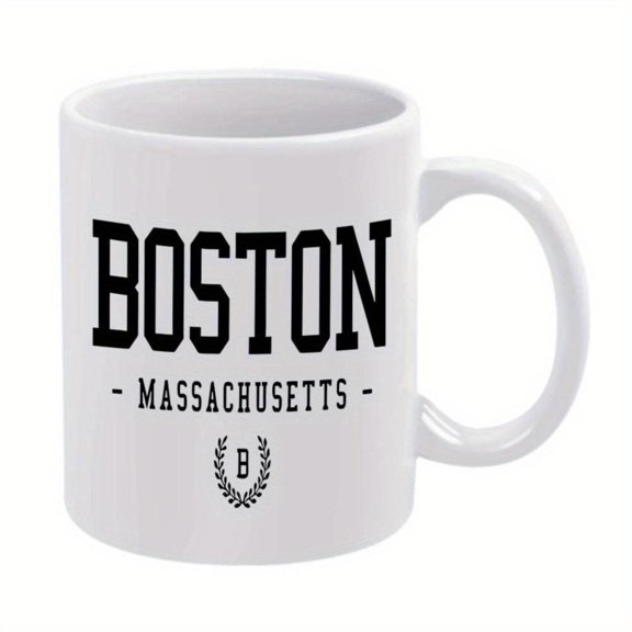 1pc Massachusetts Coffee Mug Cup White with Bold Text 11oz Ceramic Cup Hot Cold Drinks Birthday Holiday Gifts Bostonians Massachusetts Expats or Local Decor Hand Wash Only Hot Drin