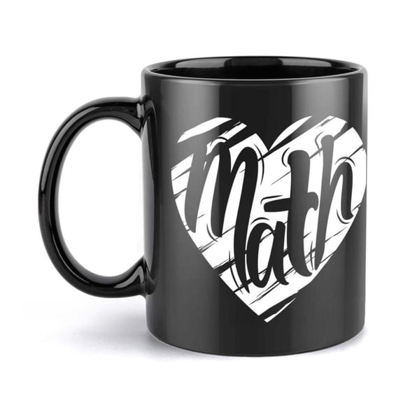 1pc Math Heart Coffee Mug 11oz Ceramic Cup with Black White Graphic Design Hand Wash Only Reusable Math Lovers Teachers Students Birthday Holiday Teacher Appreciation Present Birth