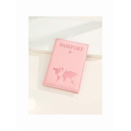 1pc Matte Finish PU Travel Passport Cover, World Map & Letter Print Design, Passport Holder Wallet Case for Men & Women, Travel Essentials for Vacation & Flights