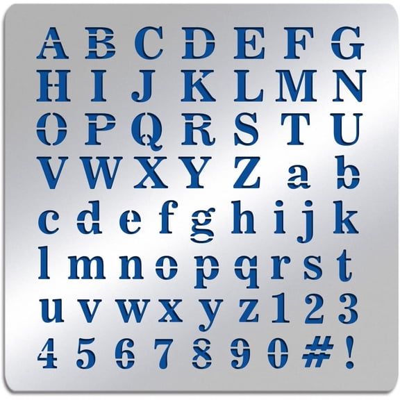 1pc Matte Metal Letters Stencils A to Z Alphabet & Number & Symbol Stencil Template for Painting Wood Burning Leather Burning Engraving Scrapbooking 15.6x15.6cm