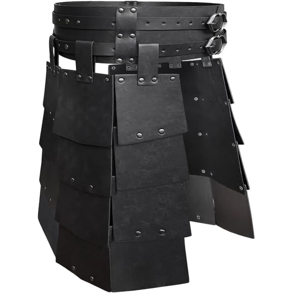 1pc Medieval PU Imitation Leather Thigh Waist Armor Black 1500x560x11mm