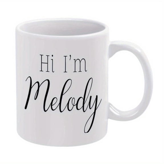 1pc Melody Themed 11oz White Ceramic Mug with Hi I m Melody Text Ideal Holiday Birthday Christmas Summer Gifts Coffee Bar Accessories