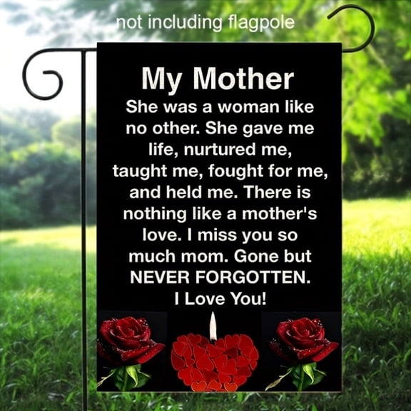 1pc, Memorial Flag I Miss You Dearly Mom Garden Flag, Honor Loved Ones Garden Flags Funeral Sign for Outdoor Yard Home Cemetery Decorations for Grave 12 × 18 Inches (ONLY FLAG)
