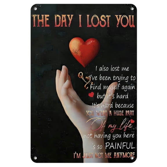 1pc Memorial Metal Sign - "The Day I Lost You" Poem, 12x8 Inches, Tinplate Wall Decor for Home, Cemetery, or Outdoor Yard, Heartfelt Remembrance with Butterfly Design, Memorial Day Decorations
