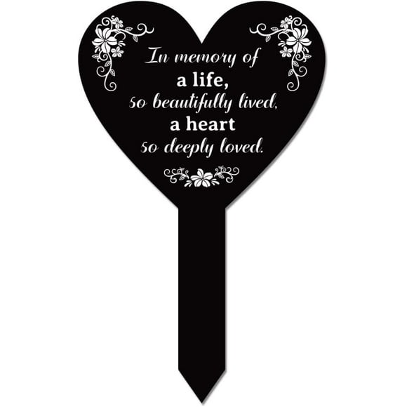 1pc Memorial Remembrance Plaque Stake Acrylic Plaque Memorial Commemoratory Sign Garden Remembrance Decoration "In Memory of A Life"