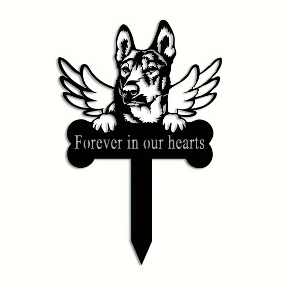 1pc Memorial Stake Christmas Iron Art Dog Grave Marker, Memorial Gifts for Loss Of Pet Memorial Plaques, Grave Decoration