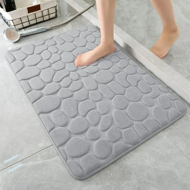 1pc Memory Foam Bath Rug Embossed Bathroom Mat Water Absorbent And Washable Bath Rugs, Non-Slip, Thick, Soft And Comfortable Carpet For Show